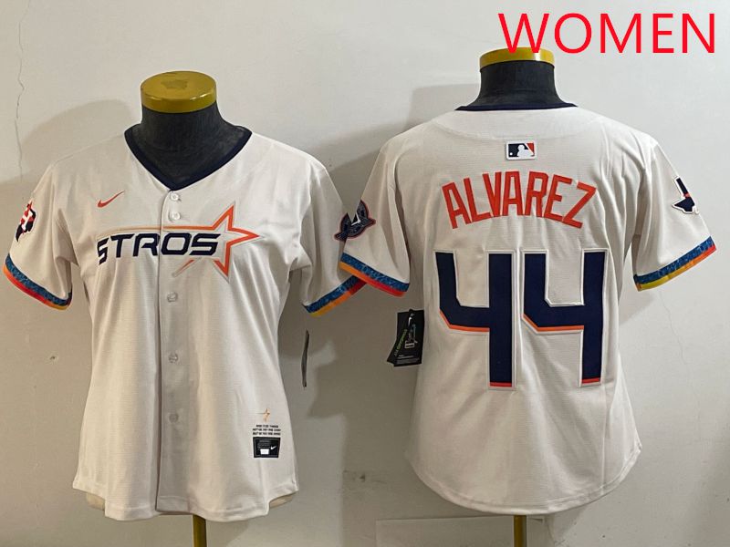 Women Houston Astros #44 Alvarez Cream Fourth generation Joint Name Nike 2025 MLB Jersey style 1